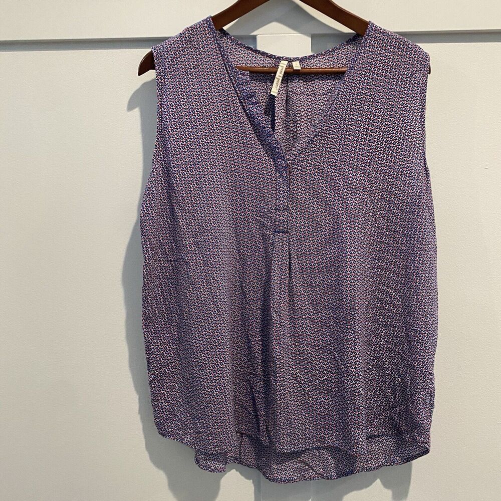 Graham & Greene Top‎ L Red Blue Geometric Sleeveless Blouse Tank